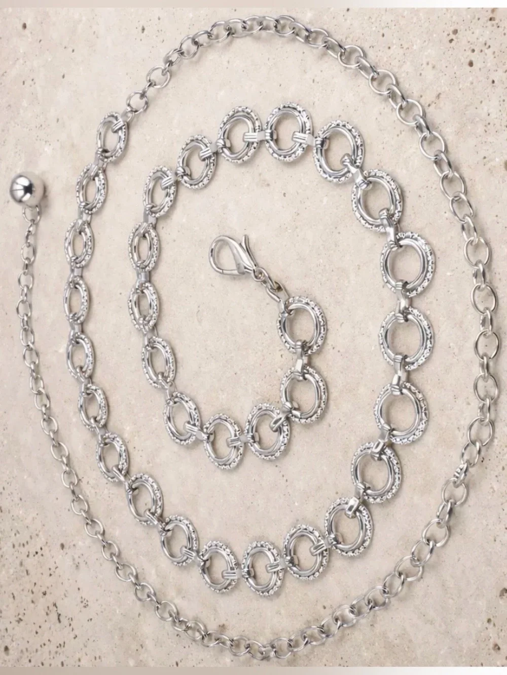 42 inch Silver Double Circle Chain Belt